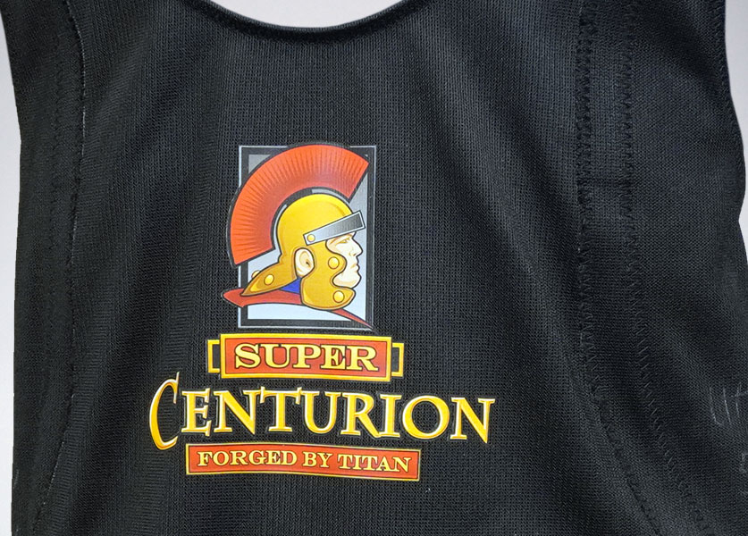 close up of super centurion squat suit