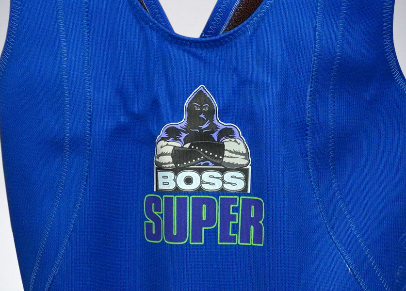 close up of super boss squat suit