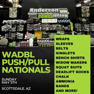 If you’re in Scottsdale this weekend stop by and see @pitmankevin at the Anderson Powerlifting booth during the @wabdl_official Push/Pull Nationals!

You’ll also see Anderson Athlete @monstamaker there on the judges seat, so make sure you take the time to say hi!