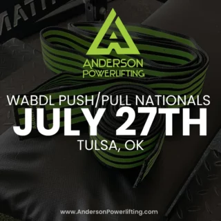 @pitmankevin is ready for you at @wabdl_official Push/Pull Nationals in Tulsa! Come check out the booth and grab all your strength essentials!

We also have our stiffest and strongest knee sleeves — Anderson Armors — on sale for $75 right now! Get fitted for your perfect size in person!